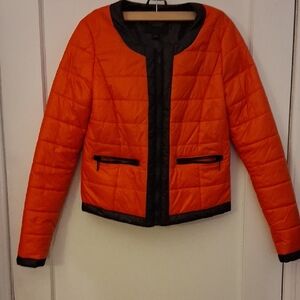 Piperlime Orange and Black Quilted Puffer Jacket